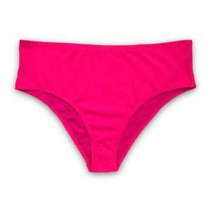 Xhilaration Neon Pink High Waist Ribbed Bikini Bottoms Plus Size 24/26W NWT